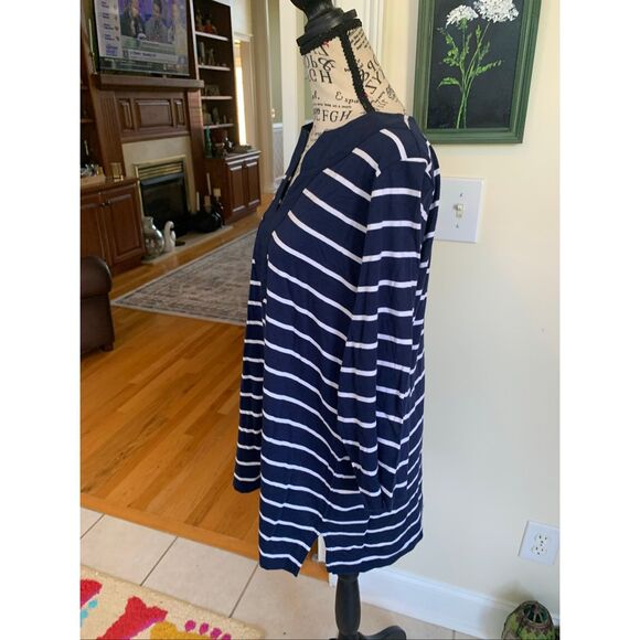 RALPH LAUREN Multicolor Striped V-Neck 3/4 Sleeve Tunic - Picture 4 of 7